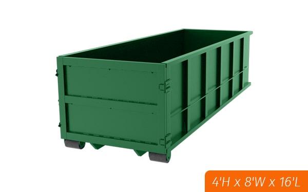 15-yard dumpsters are commonly used for construction waste disposal